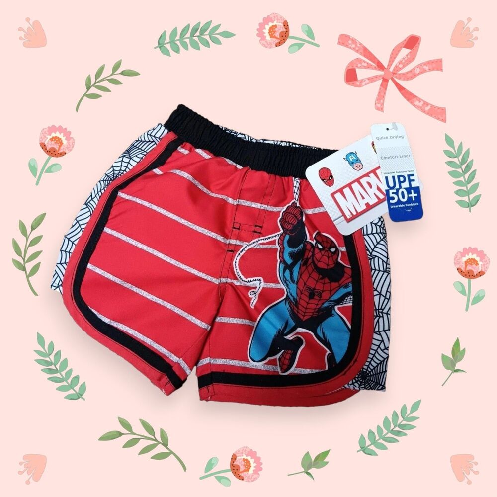 Marvel Comics Spiderman Swim Trunks 18 Months NEW